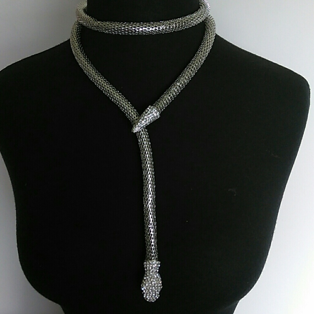 **SOLD** New Silver Mesh Wrap  Snake Necklaces